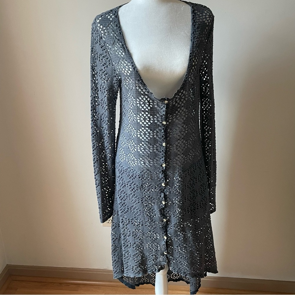 Free People Beach Love Song Lace Crochet Cardigan Size Medium/FLAW